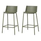 Kit 2 Banquetas Ipanema Média Fratini 86,50 cm (altura) em Polipropileno Base em Aço Verde Aloe