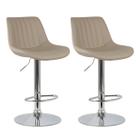 Kit 2 Banquetas Lille Em Pu Sintético Base Disco Cromada