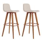 Kit 2 Banquetas Linea Alta Luxo Aço Cobre Assento Linho Cozinha Americana Moderna - Cobre/palha