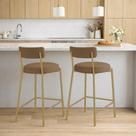 Kit 2 Banquetas Londres New Couro Flex com Encosto Marrom D'Rossi