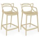 Kit 2 Banquetas Média Allegra 66cm Design Cozinha/Bancada - Nude