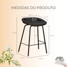 Kit 2 Banquetas Média Leather 65 cm Estrutura em Aço Assento em material sintético Preta com Filete Marrom - EdeCasaMoveis
