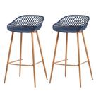 Kit 2 Banquetas Mônaco Clarice Alta Fratini 96 cm (altura) em Polipropileno Azul Marinho Base em Aço