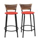 Kit 2 Banquetas Para Balcão 60cm Preta Junco Cappuccino Balcão Bistrô Bar Cozinha Americana Área de Lazer Churrasqueira