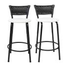Kit 2 Banquetas Para Bancada 60cm Preta Junco Preto Balcão Ilha Bistrô Bar Cozinha Gourmet Área de Lazer Piscina