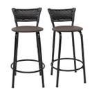 Kit 2 Banquetas Para Bancada 60cm Preta Junco Preto Balcão Ilha Bistrô Bar Cozinha Gourmet Área de Lazer Piscina