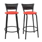 Kit 2 Banquetas Para Bancada 60cm Preta Junco Preto Balcão Ilha Bistrô Bar Cozinha Gourmet Área de Lazer Piscina