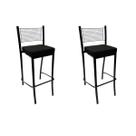 Kit 2 Banquetas para cozinha Empilhável preta assento em linho cor preto altura 65cm - Poltronas do Sul Kit 2 Banquetas para cozinha Empilhável preta assento em linho cor preto altura 65cm - Poltronas do Sul
