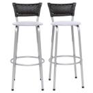 Kit 2 Banquetas Prata Alta Para Balcão Gourmet Bar Junco Preto Itagold
