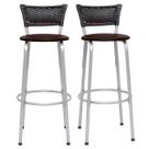 Kit 2 Banquetas Prata Alta Para Balcão Gourmet Bar Junco Preto Itagold