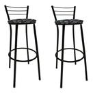 Kit 2 Banquetas Preta Alta Para Balcão Gourmet Bar