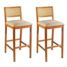 Kit 2 Banquetas Rattan com Pés em Madeira Maciça Ariel Kit 2 Banquetas Rattan com Pés em Madeira Maciça Ariel