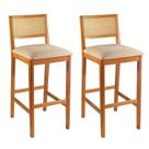 Kit 2 Banquetas Rattan com Pés em Madeira Maciça Ariel