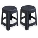 Kit 2 Banquetas Rattan Premium Preta 35x45cm 25618 Arqplast