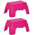 Kit 2 Banquinhos Infantis Decorados Plástico Rosa Tramontina Brinquedoteca Banco Multiuso
