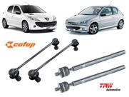 Kit 2 barra axial + 2 bieleta estabilizadora peugeot 206 207