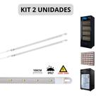 KIT 2 Barra LED 20W 100cm Geladeira Expositora Freezer 220V IP67 6500K