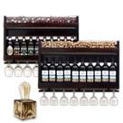 Kit 2 Barzinho de Parede Adega de Madeira Adega e Cervejeira 10 Garrafas com Porta Tampinhas e Taças Com Luminárias Brinde
