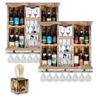 Kit 2 Barzinhos de Parede Adega de Madeira Maciça com Espelhos e Porta Taças Rústico Com Luminária Brinde Kit 2 Barzinhos de Parede Adega de Madeira Maciça com Espelhos e Porta Taças Rústico Com Luminária Brinde