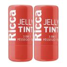Kit 2 Bastão Ricca Jelly Tint 3 em 1 Pêssego para Lábios, Bochechas e Olhos