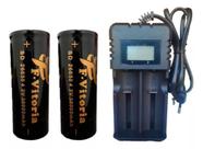 Kit 2 Baterias 26650 4.2V 38000mah + Carregador visor duplo Led Recarregável Para Lanterna Rádio Kit 2 Baterias 26650 4.2V 38000mah + Carregador visor duplo Led Recarregável Para Lanterna Rádio