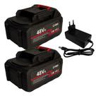 Kit 2 Baterias Recarregável 48V Fonte Carregador 21V Alta Performance para Ferramentas Portáteis com Encaixe Universal e Carregamento Rápido