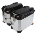 Kit 2 Baús Laterais Moto 38L Alumínio Chapa Lisa com Suporte Universal Impermeável Reforçado, com Trava de Segurança e Forro Interno PU Par Alforjes