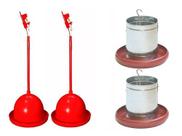 Kit 2 Bebedouros Pendulares + 2 Comedouros Galvanizado 5kg