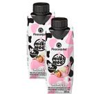 Kit 2 Bebida Láctea Pirancanjuba Milky Moo Mimosa Sabor Brigadeiro Branco com Morango com 15g de Proteína 250ml