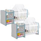 Kit 2 Berços Para Boneca Cristal Ursinho C02 Brinquedo Infantil Branco Azul - Lyam Decor Kit 2 Berços Para Boneca Cristal Ursinho C02 Brinquedo Infantil Branco Azul - Lyam Decor