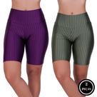 Kit 2 Bermuda Cintura Alta Academia Fitness 3D- c12 KIT 2 BERMUDA SOFIA VERDE MUSGO ROXO