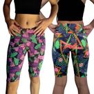 Kit 2 Bermudas Femininas Justas Cós Estampas Sortidas Suplex Pp ao Plus Size