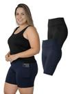 Kit 2 Bermudas Fitness Bolsos Laterais Para Celular Plus Size Cor:Azul Marinho+PretoTamanho:G1 Kit 2 Bermudas Fitness Bolsos Laterais Para Celular Plus Size Cor:Azul Marinho+PretoTamanho:G1