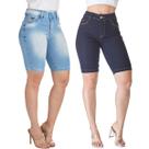 Kit 2 Bermudas Jeans HNO Jeans Ciclista Azul e Azul Escuro Kit 2 Bermudas Jeans HNO Jeans Ciclista Azul e Azul Escuro