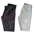 Kit 2 Bermudas Jeans Masculina Skynni Slim Rasgado Destroyed