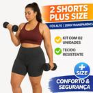 Kit 2 Bermudas Legging Feminina Plus Size Cós Alto Suplex Não Transparente Academia M-G3