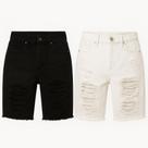 Kit 2 Bermudas Masculina Jeans Moda Verão Shorts Jeans Destroyed rasgada Desfiado