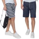 Kit 2 Bermudas Masculinas Moletinho Azul e Branco Treino Academia Boen Jeans