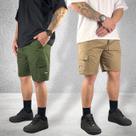 Kit 2 Bermudas Sarja Cargo Curta Streetwear Casual Slim Bolsos Laterais Kit 2 Bermudas Sarja Cargo Curta Streetwear Casual Slim Bolsos Laterais