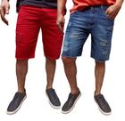 Kit 2 bermudas sarja masculino rasgadas otimo acabemento jeans envio imediato