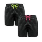 Kit 2 Bermudas Tactel Shorts Masculinos Praia Atacado Preto