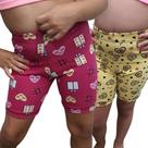 Kit 2 Bermudas Tipo Ciclista Cotton Estampado Infantil Calor