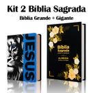 Kit 2 Bíblia Sagrada Grande Com Harpa - Capa Dura Flores Rosé e Jesus Azul