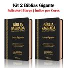 Kit 2 Bíblias Letra Gigante C/ Harpa - Luxo PRETA