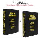 Kit 2 Bíblias Letra Gigante C/ Harpa - Luxo PRETA