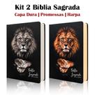 Kit 2 Bíblias Letra Gigante Popular Capa Dura Leão Silver + Leão Gold