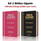 Kit 2 Bíblias Sagrada Letra Gigante C/ Harpa - Luxo - Preta e Pink