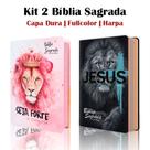 Kit 2 Biblias Sagrada Letra Gigante Luxo Popular - Leão de Judá e Seja Forte e Corajosa - Harpa - RC Kit 2 Biblias Sagrada Letra Gigante Luxo Popular - Leão de Judá e Seja Forte e Corajosa - Harpa - RC