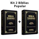 Kit 2 Biblias Sagrada Letra Gigante Luxo Popular - Preta - Com Harpa - RC