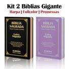 Kit 2 Biblias Sagrada Letra Gigante Luxo Popular - Preta e Lilas- Com Harpa - RC Kit 2 Biblias Sagrada Letra Gigante Luxo Popular - Preta e Lilas- Com Harpa - RC